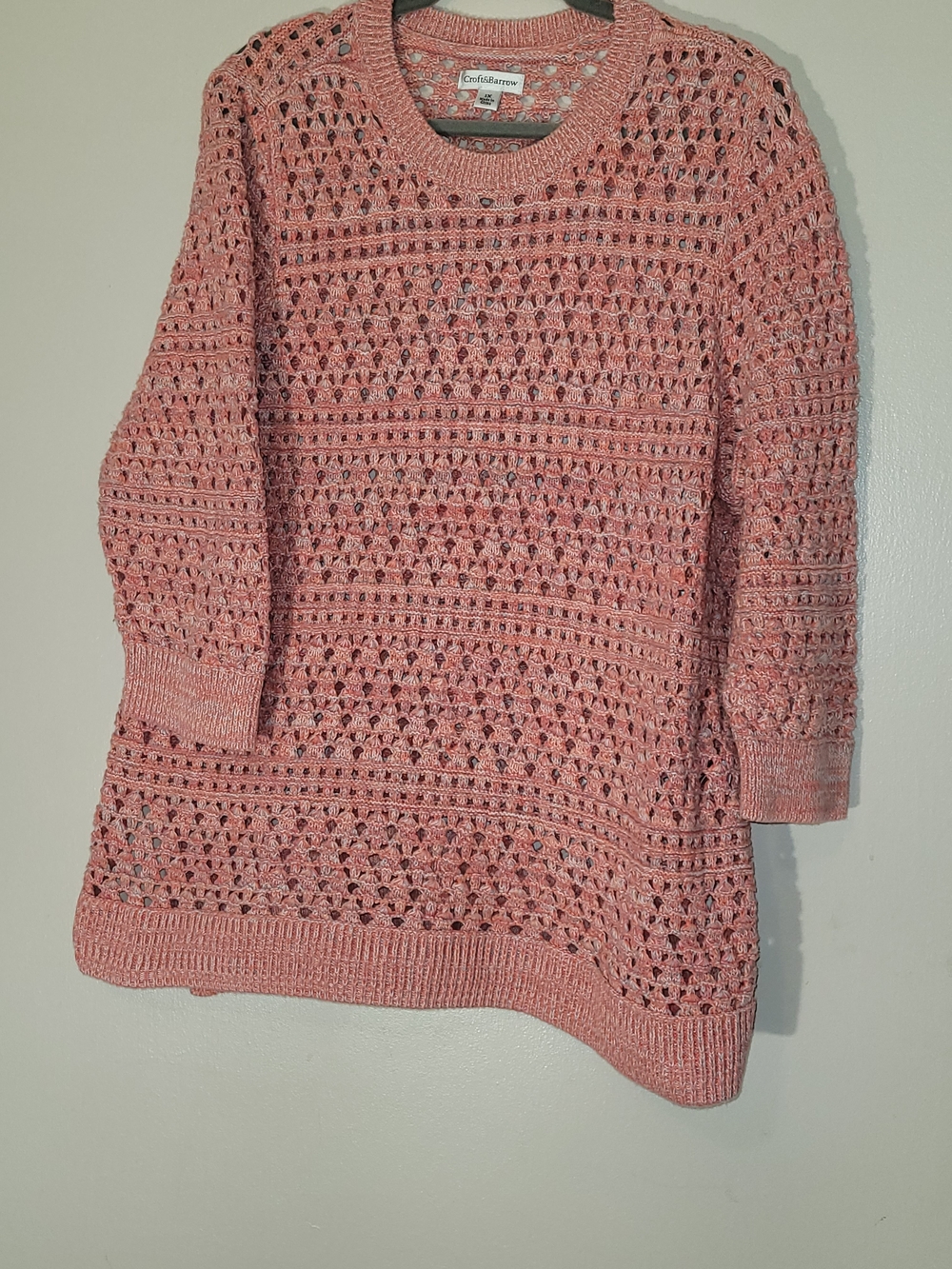 croft & barrow Dusty Rose Open-Knit Crewneck Sweater